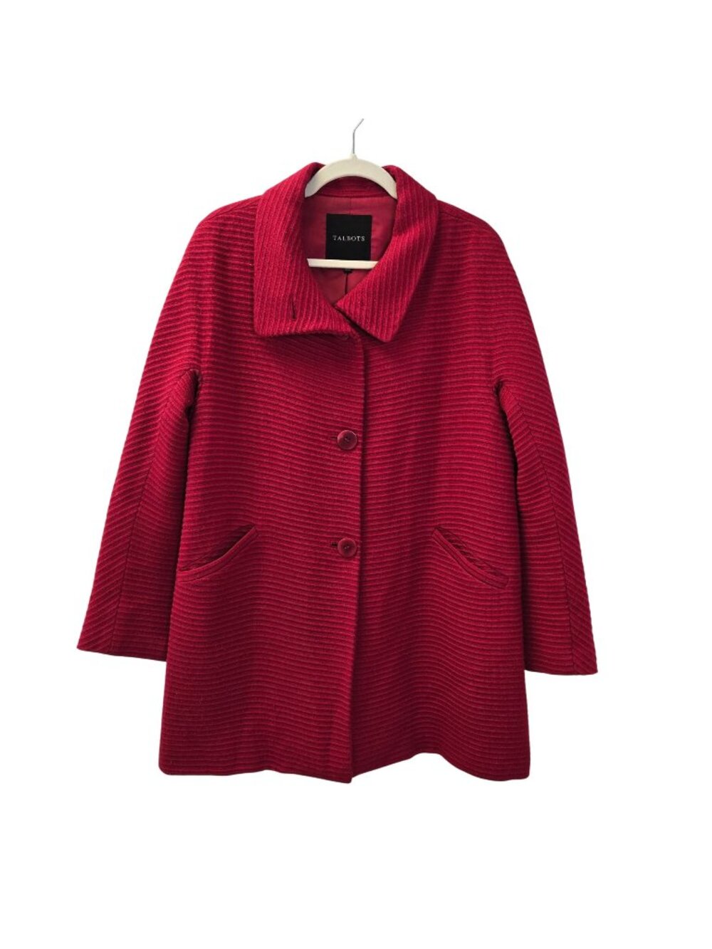 Talbots Thinsulate Wool Blend Ribbed Collared Coat Size 10
